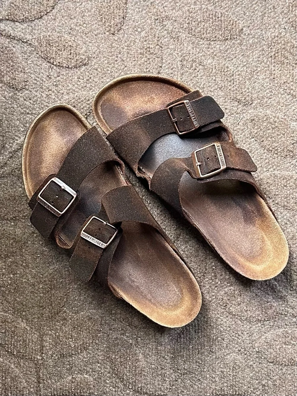Birkenstock Arizona Men’s Double Strap Sandals in Mocha Suede, EU43/US10 NARROW